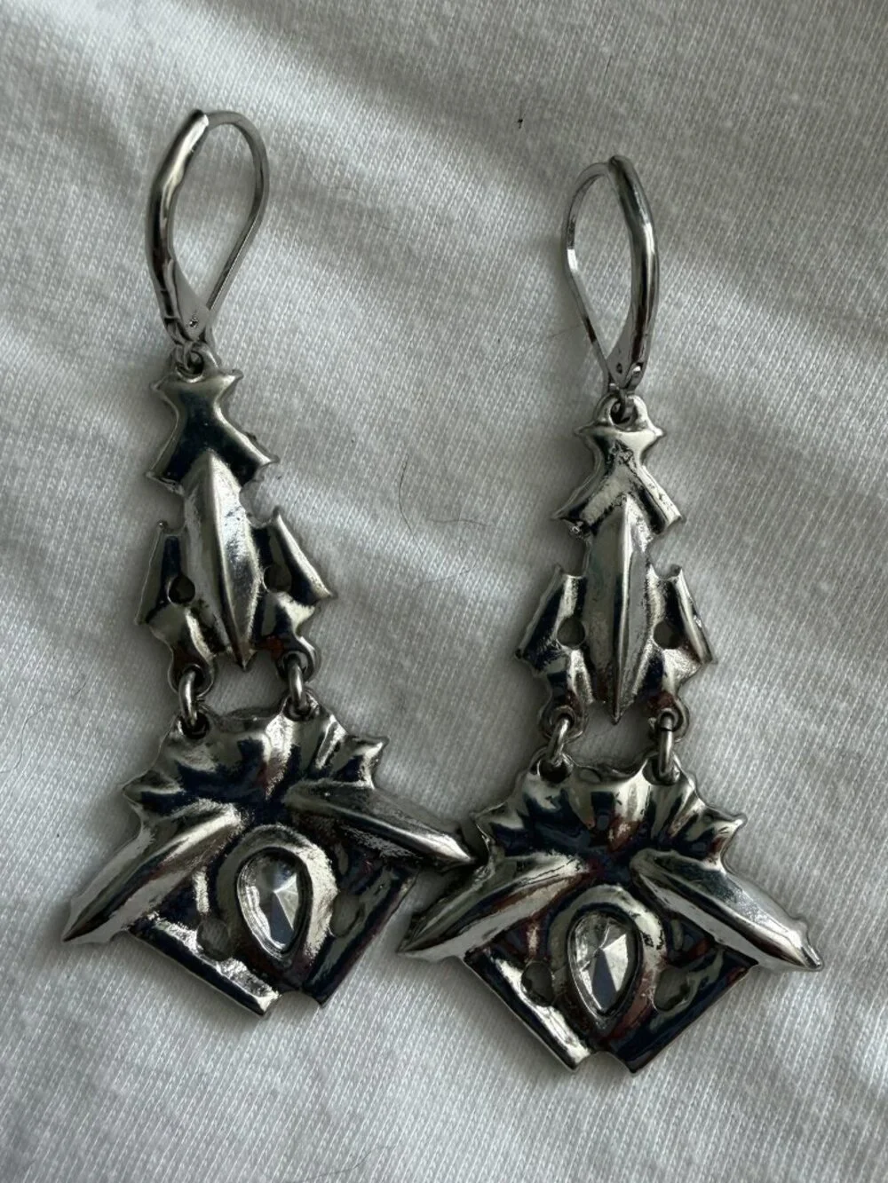 Turquoise Black Clear Stone Statement Drop Earrings